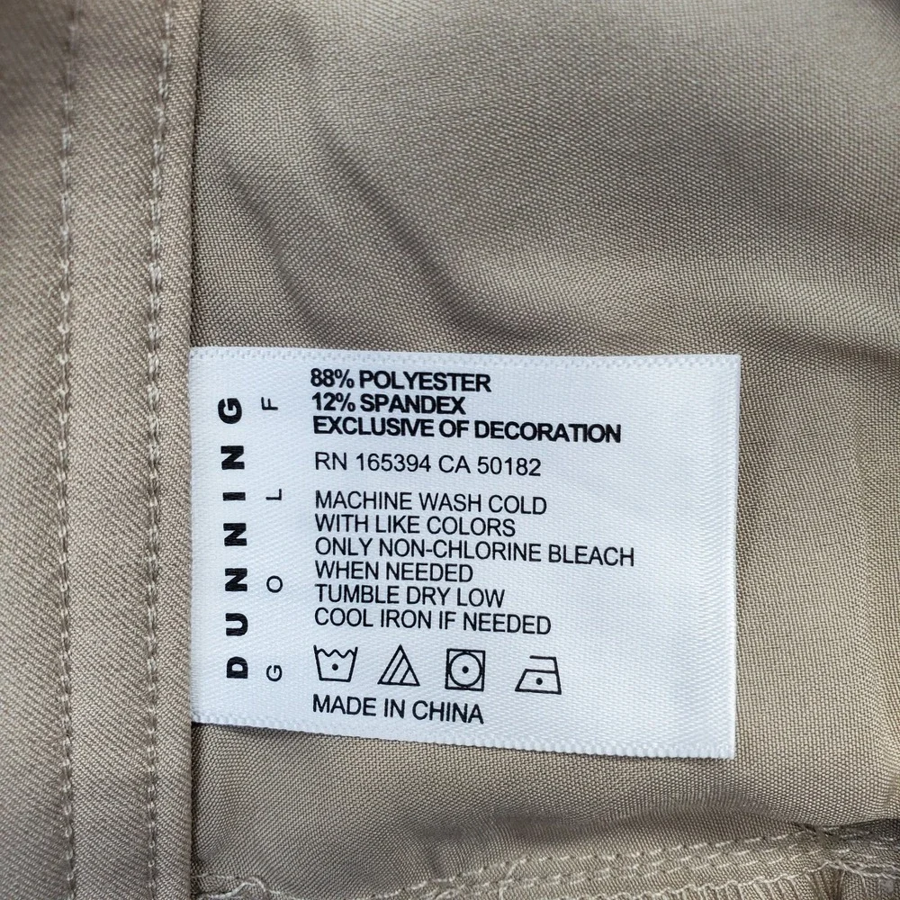 Dunning Golf Chino Pants Mens 32/30 Tan Performance Stretch Quick Dry D7S21P068